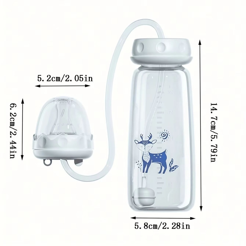 HandsFree NormalNeck 8oz240ml Baby Feeding Bottle With Straw Brush 5