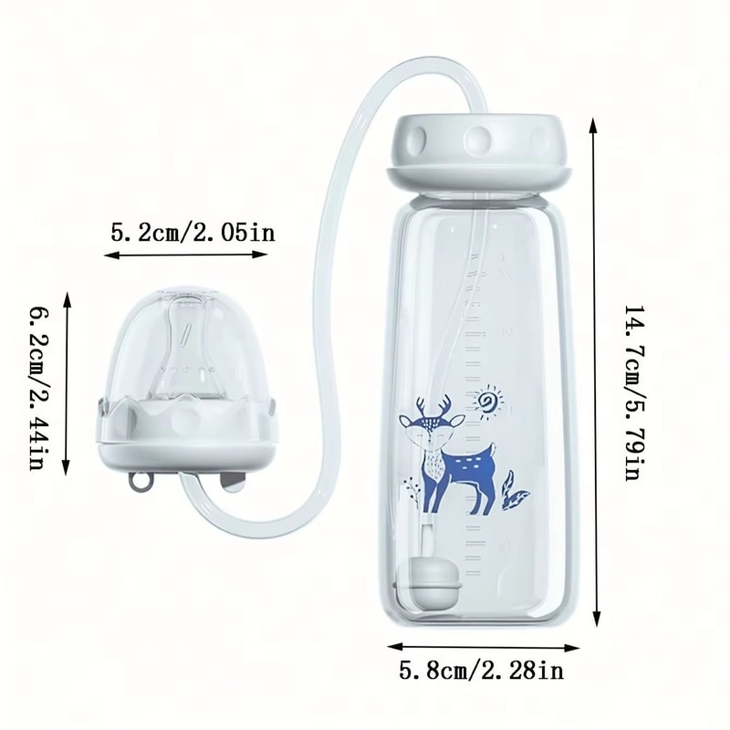HandsFree NormalNeck 8oz240ml Baby Feeding Bottle With Straw Brush 5