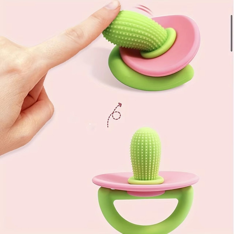 Soft Silicone PacifierStyle Baby Teether Ring With Massage Dot 2