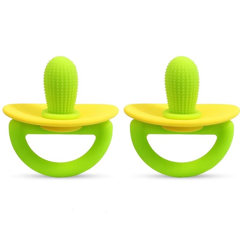 Soft Silicone PacifierStyle Baby Teether Ring With Massage Dot 7