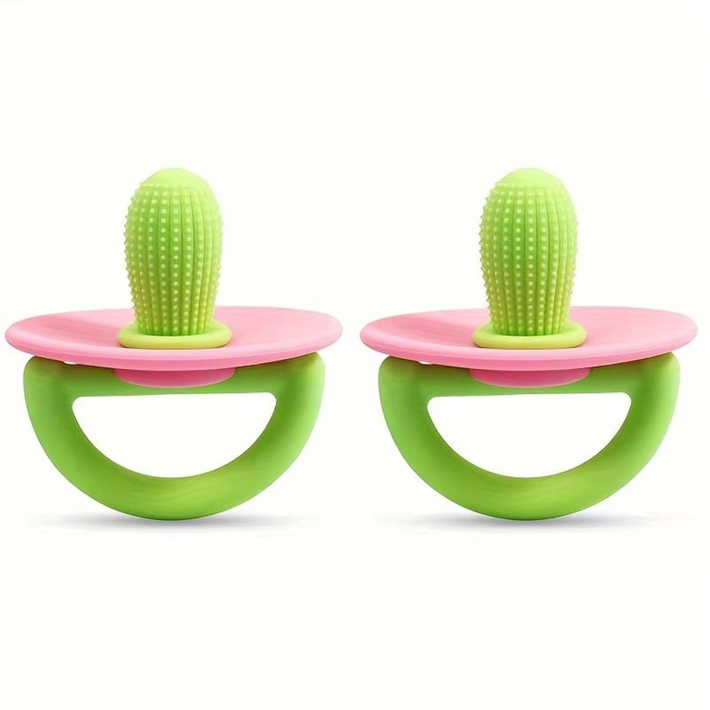 Soft Silicone PacifierStyle Baby Teether Ring With Massage Dot 8