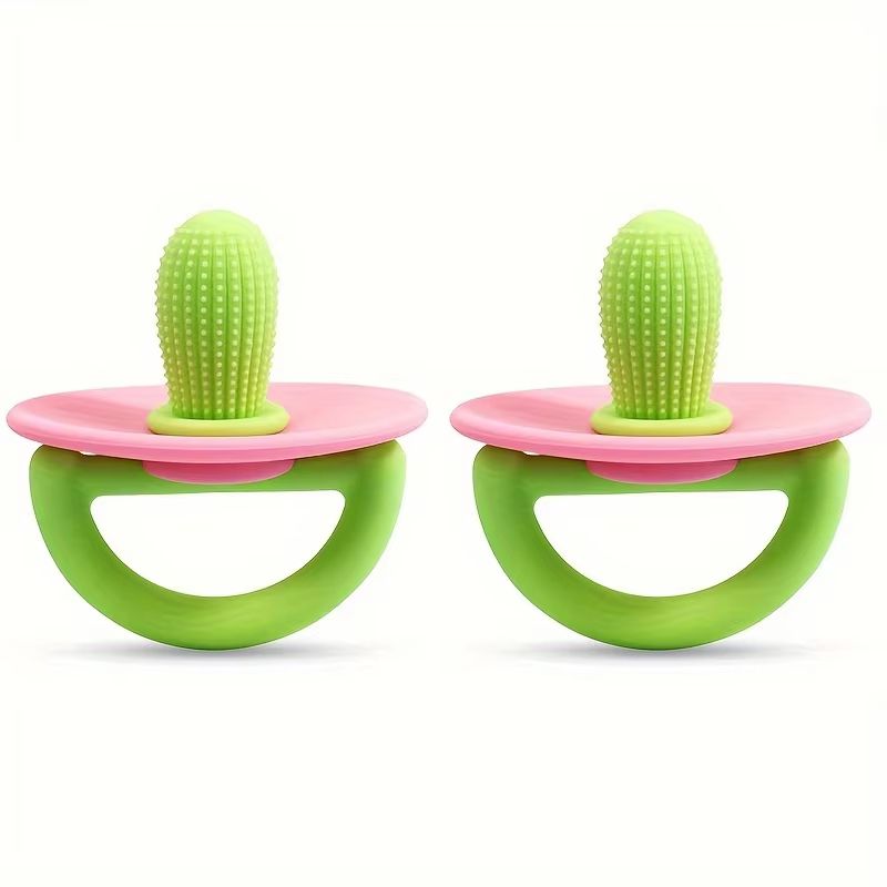 Soft Silicone PacifierStyle Baby Teether Ring With Massage Dot 8