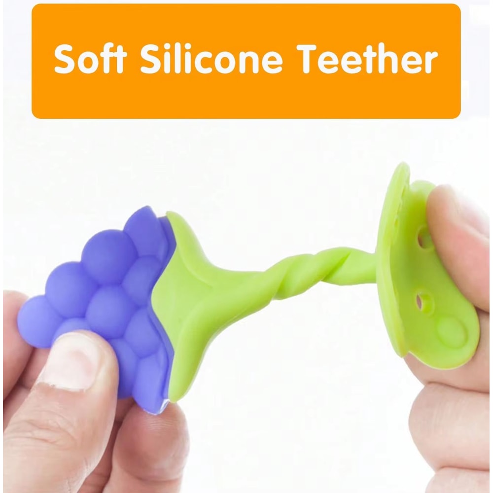 Soft Silicone Strawberry GrapeShape Baby Teether Ring 3