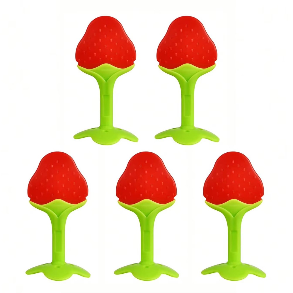 Soft Silicone Strawberry GrapeShape Baby Teether Ring 7