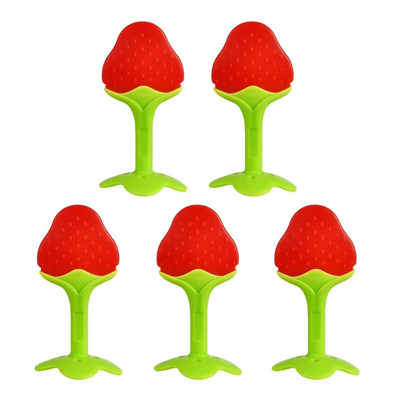 Soft Silicone Strawberry GrapeShape Baby Teether Ring 7