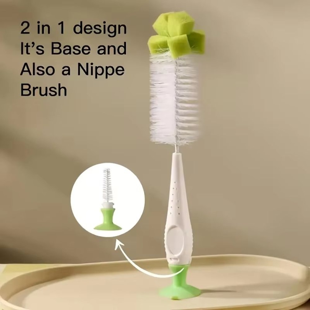 2in1 Milk Bottle Cleaning Brush With Nipple Brush Suction Cup 1