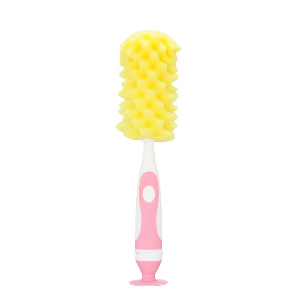 2in1 Soft Touch Sponge Baby Bottle Brush With Nipple Brush Suction Cup 9