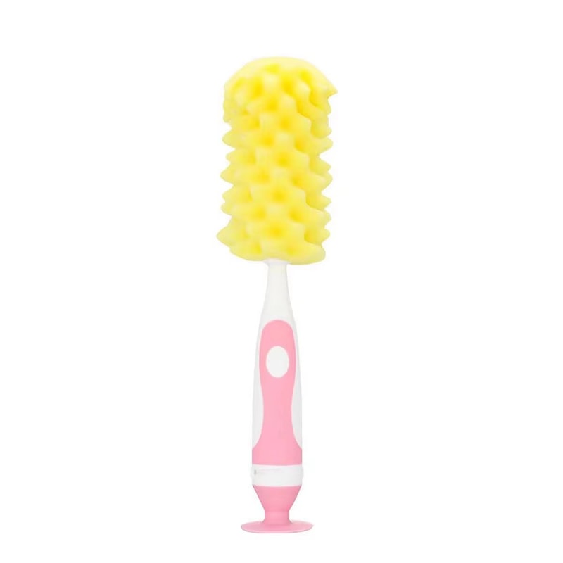 2in1 Soft Touch Sponge Baby Bottle Brush With Nipple Brush Suction Cup 9