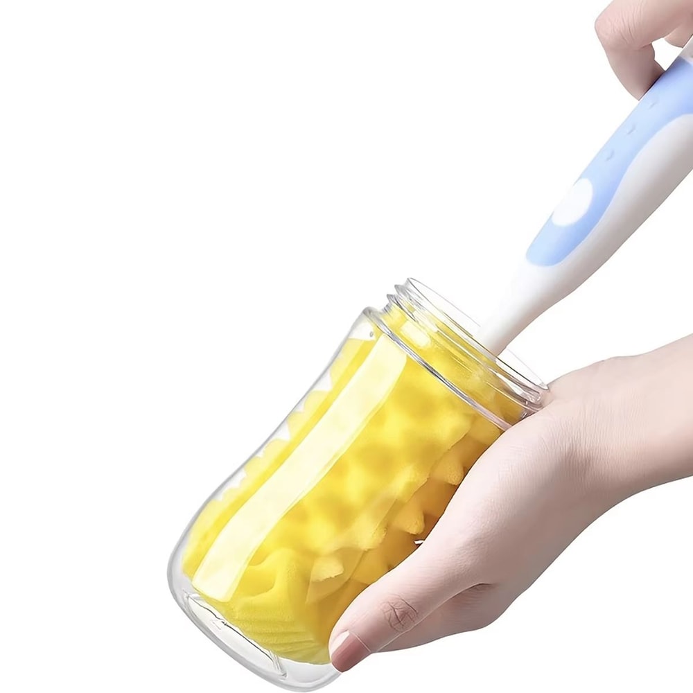 2in1 Soft Touch Sponge Baby Bottle Brush With Nipple Brush Suction Cup 2