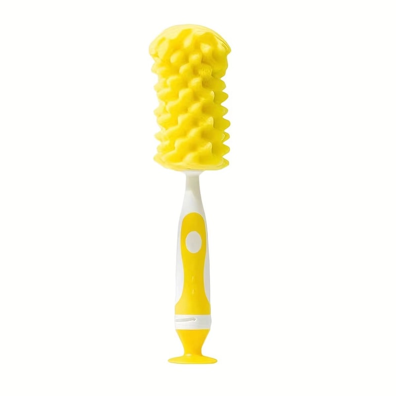 2in1 Soft Touch Sponge Baby Bottle Brush With Nipple Brush Suction Cup 8
