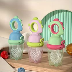 dinosaur rotate push-type silicone baby fruit feeder & fresh food teething tool