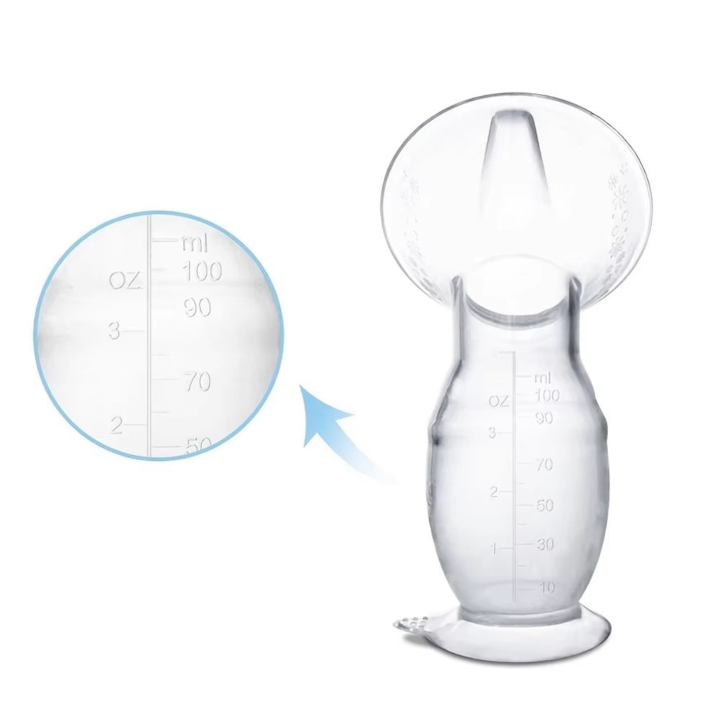 Manual Silicone Breastfeeding Pump With Scale Diversion Trench Quiet Pumping Milk Saver 5