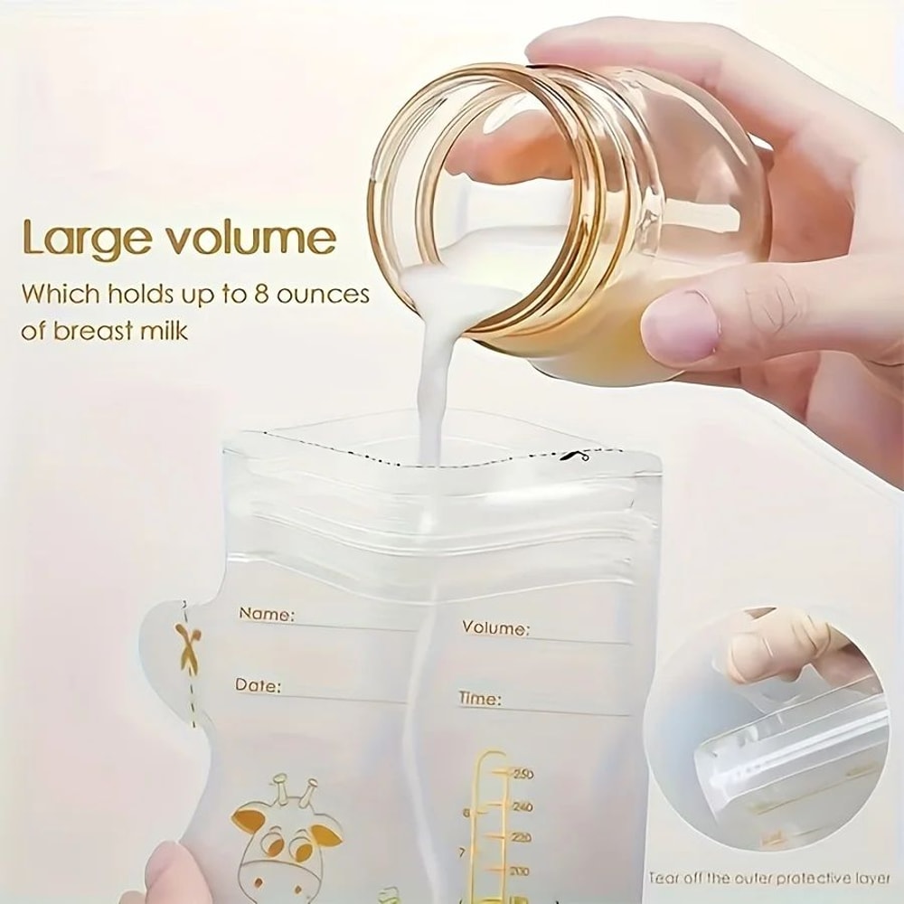 Breast Milk Storage Bags With DoubleSeal Easy Pour Spout 3060100 Pack 8 Oz250 Ml 1