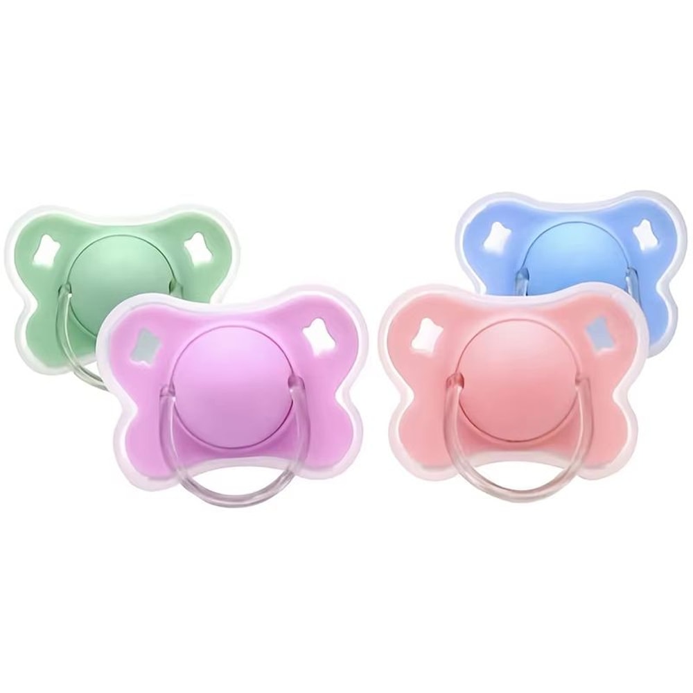 4Color Silicone Baby Pacifier With Thumb Round Nipple And Protective Cover 1