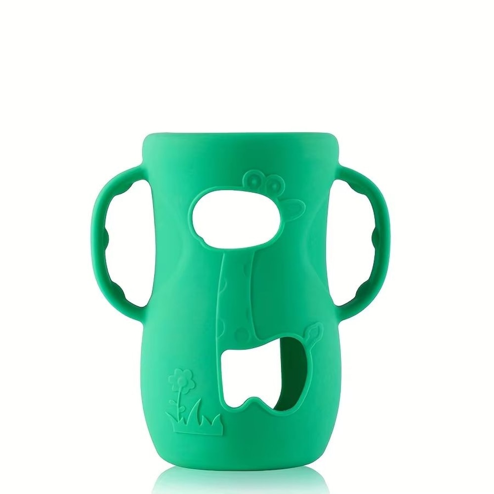 8 Oz240 Ml WideNeck Silicone Baby Bottle Sleeve With Handle Feeding Bottle Protector 9