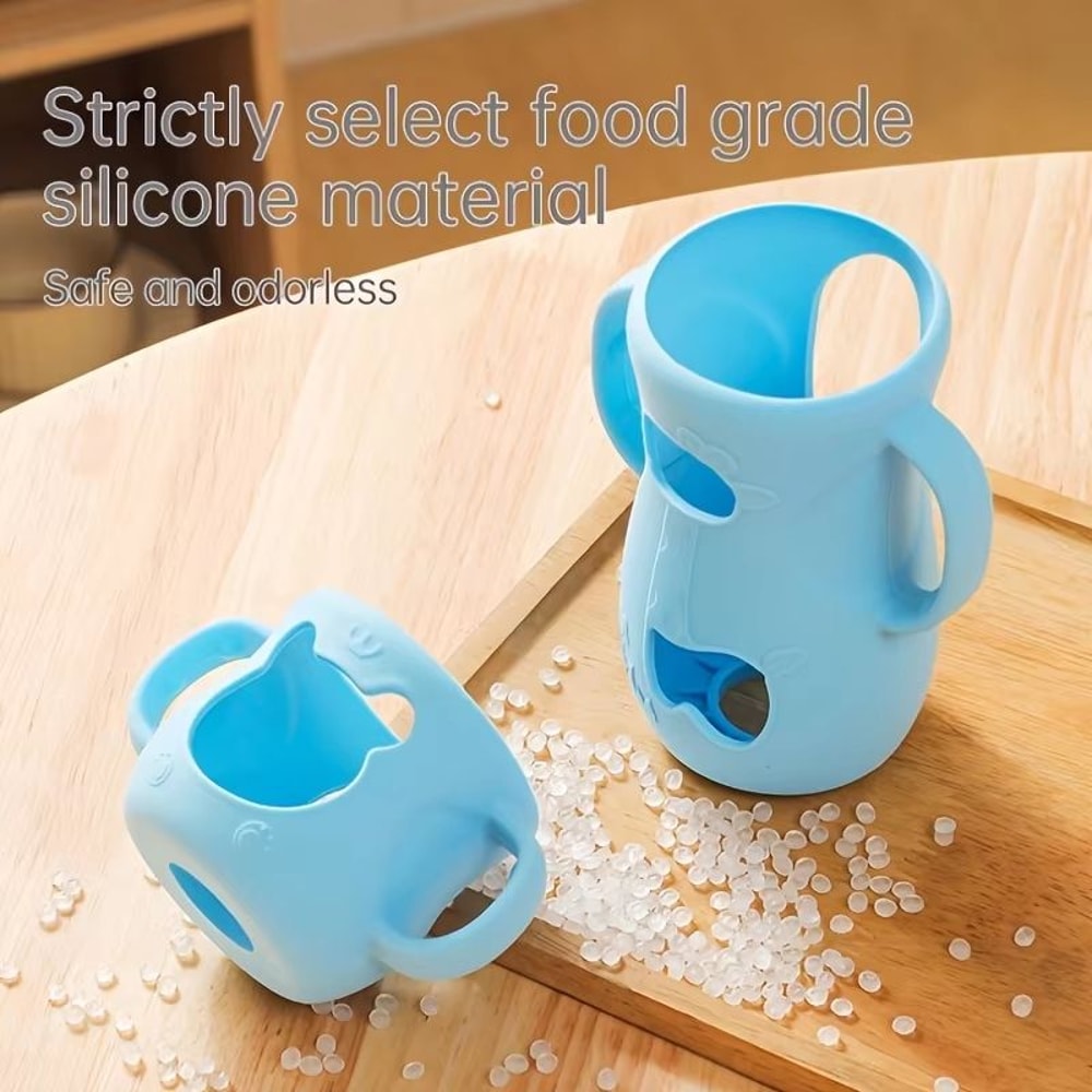 8 Oz240 Ml WideNeck Silicone Baby Bottle Sleeve With Handle Feeding Bottle Protector 4