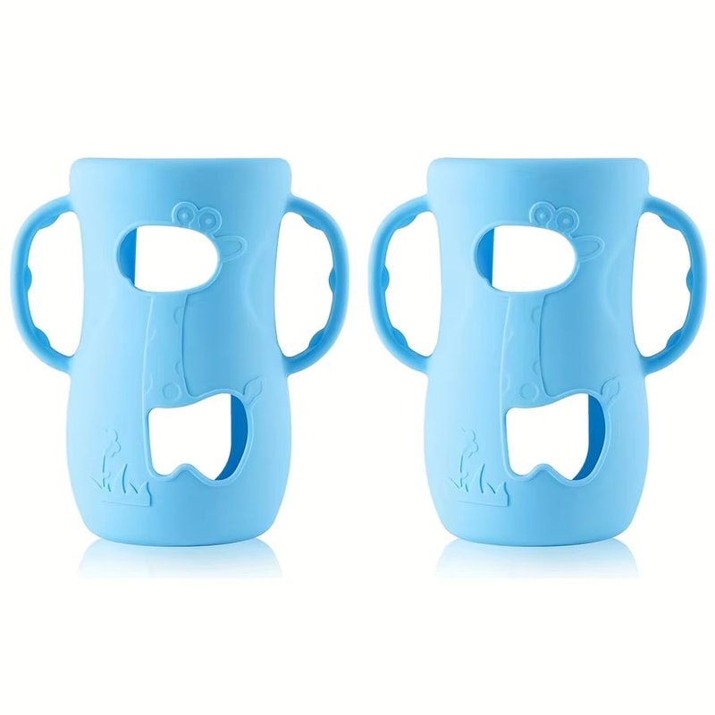 8 Oz240 Ml WideNeck Silicone Baby Bottle Sleeve With Handle Feeding Bottle Protector 14