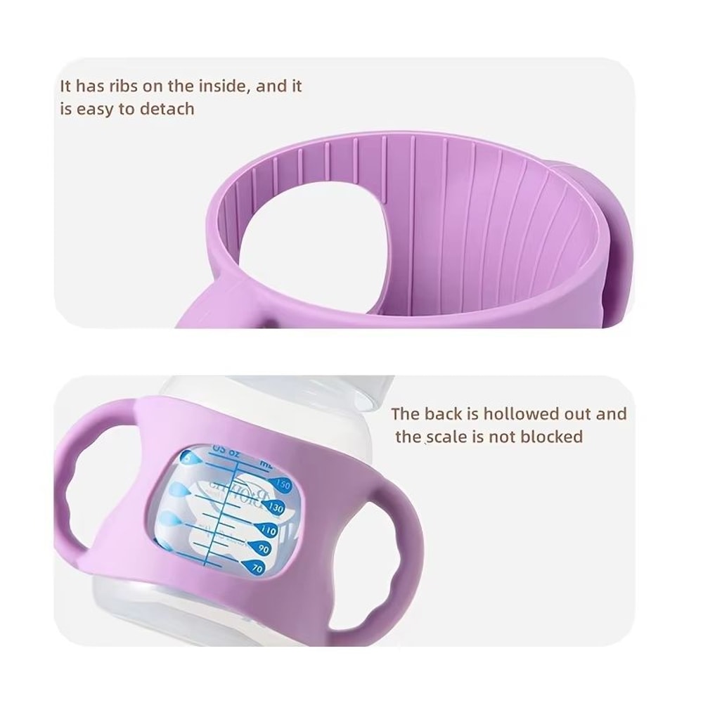 WideNeck Silicone Baby Bottle Sleeve With EasyGrip Handles For Safer Feeding 4