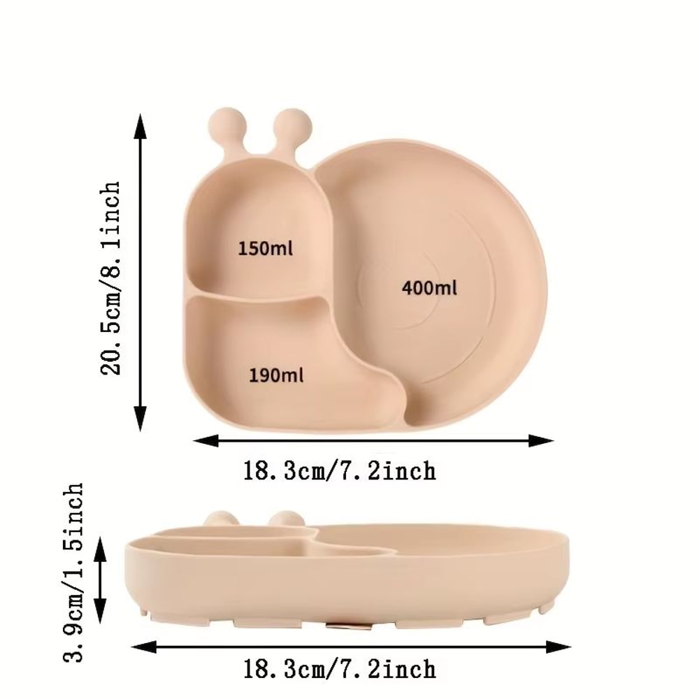 Silicone Baby Food Plates With Suction Cups 3Grid Cartoon Dinner Tableware For Toddlers 5