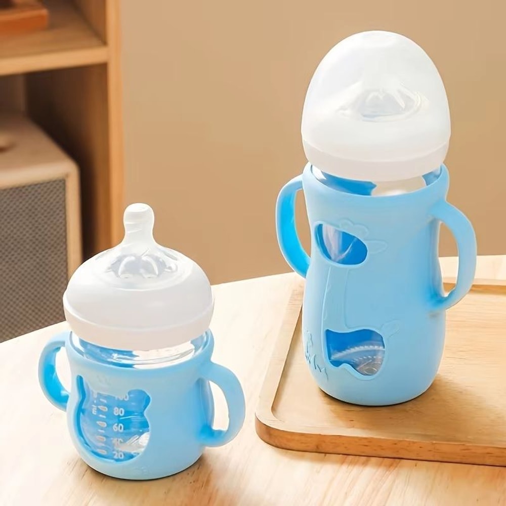 WideNeck Silicone Baby Bottle Sleeve With Handle 4oz120ml Feeding Bottle Protector 2