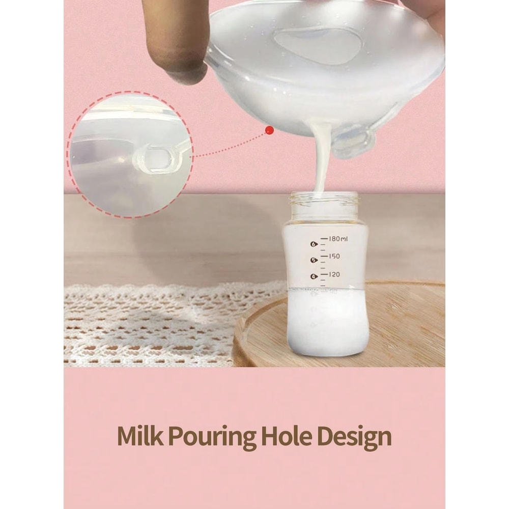 2Pack Silicone Breast Milk Collector Cups With Stand Scale Wearable Breast Shell Nursing Saver 3