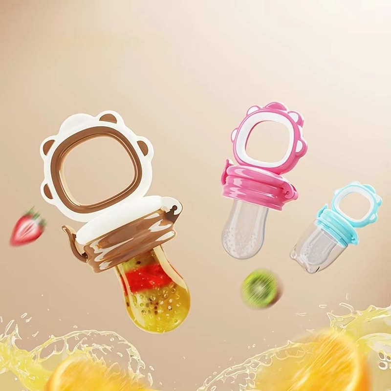 Silicone Baby Fruit Vegetable Feeder With Mesh Cartoon Lion Design Safe SelfFeeding Teething Aid 3