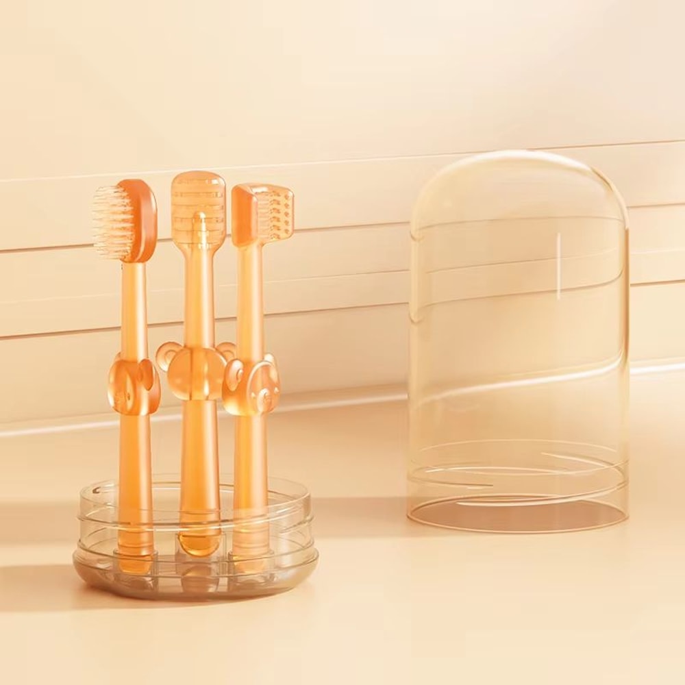 Portable 3Piece Silicone Baby Toothbrush Set With Wash Cup 9