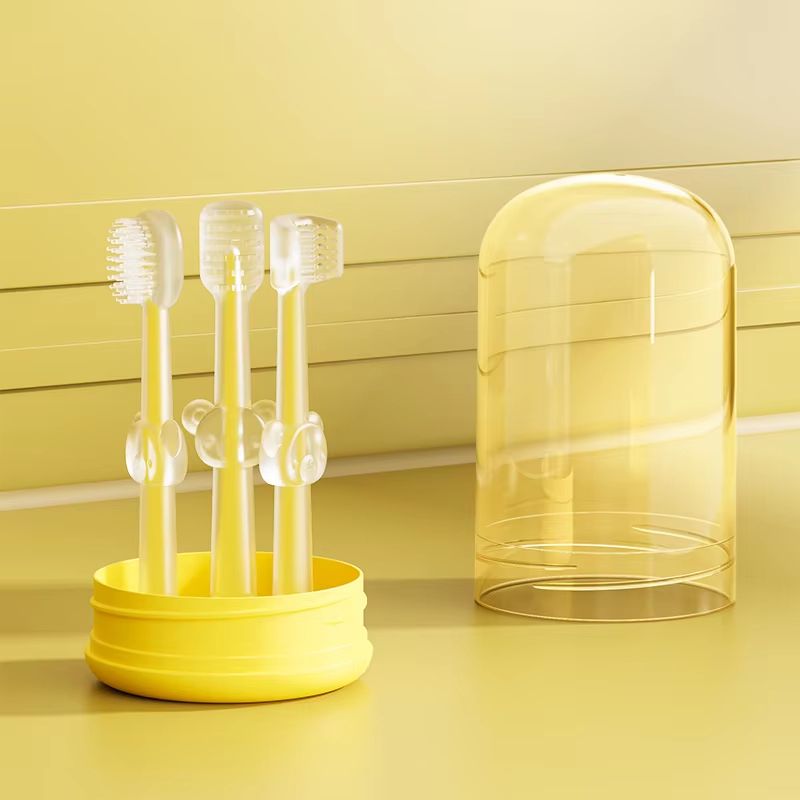 Portable 3Piece Silicone Baby Toothbrush Set With Wash Cup 8