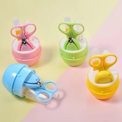 4-piece infant baby nail grooming kit with clippers, scissors, file, and tweezers