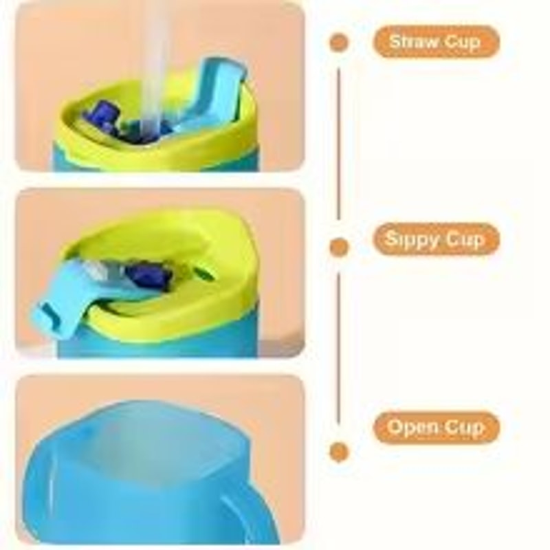3in1 Kids Learning Cup With Straw Sippy Lid And Open Top 4