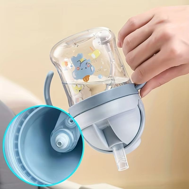 8 Oz Cute Cartoon Kids Straw Cup With Handle And Gravity Ball 2