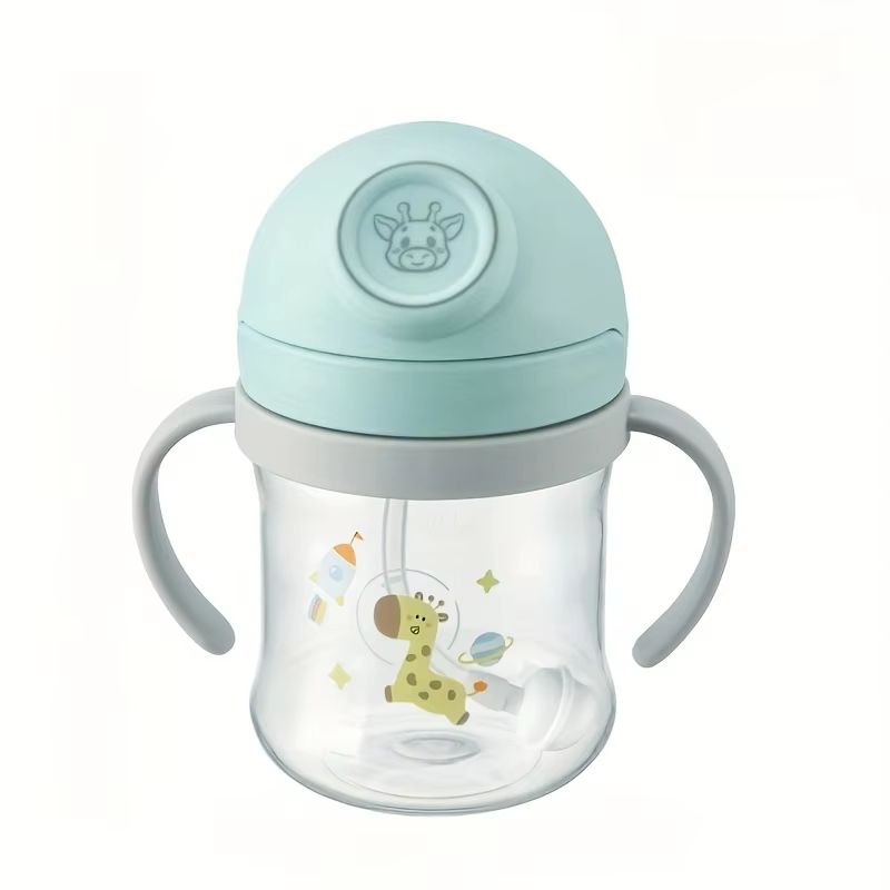 8 Oz Cute Cartoon Kids Straw Cup With Handle And Gravity Ball 6