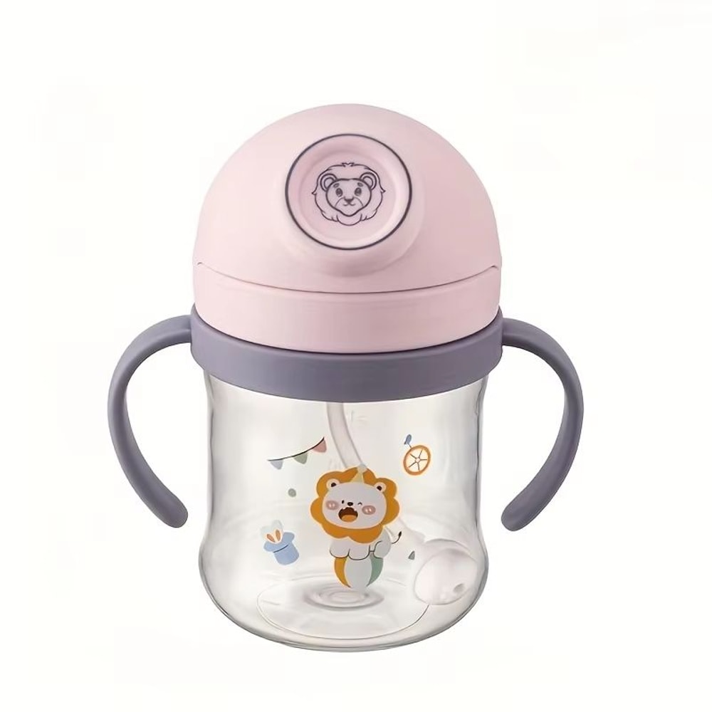 8 Oz Cute Cartoon Kids Straw Cup With Handle And Gravity Ball 7
