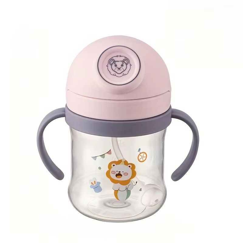 8 Oz Cute Cartoon Kids Straw Cup With Handle And Gravity Ball 7
