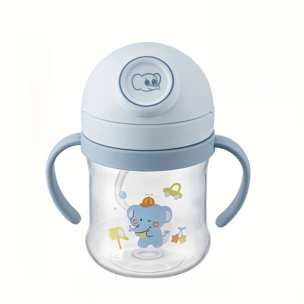 8 Oz Cute Cartoon Kids Straw Cup With Handle And Gravity Ball 8