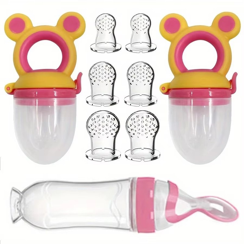 9Piece Baby Feeding Set With Silicone Feeding Bottle Spoon Fruit Feeders And 6 Nipples 7