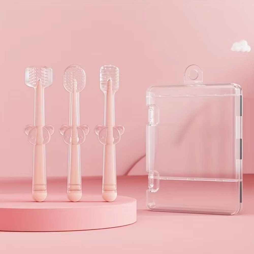 3Piece Portable Silicone Baby Toothbrush Set With Travel Case 2