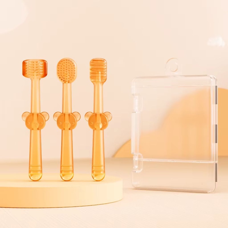 3Piece Portable Silicone Baby Toothbrush Set With Travel Case 6