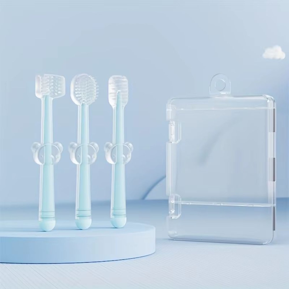 3Piece Portable Silicone Baby Toothbrush Set With Travel Case 7