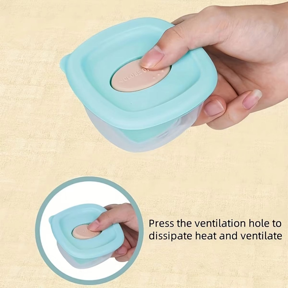 4Piece Reusable Square Food Storage Box Set With Airtight Lids 5