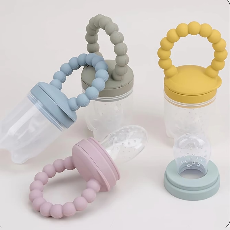 4Piece Silicone Baby Fruit Feeder With EasyGrip Handle And Extra Pouches 3