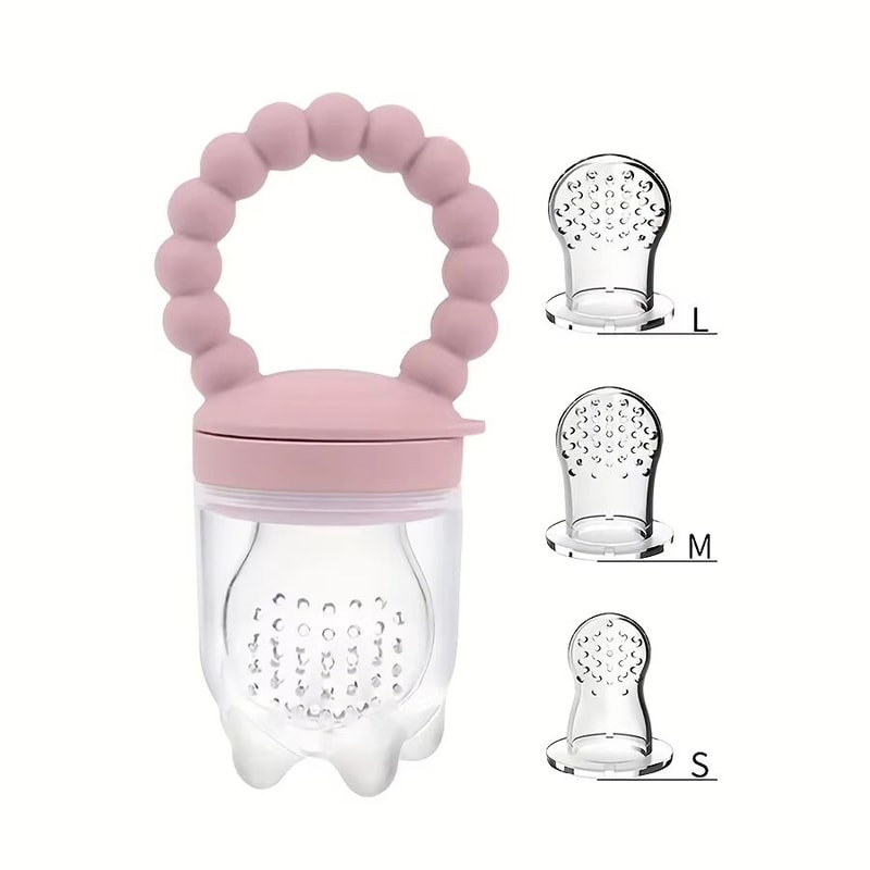 4Piece Silicone Baby Fruit Feeder With EasyGrip Handle And Extra Pouches 9