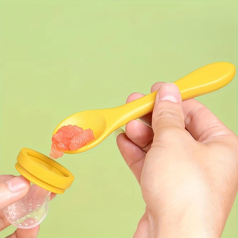 4Piece Silicone Baby Fruit Feeder With EasyGrip Handle And Extra Pouches 5