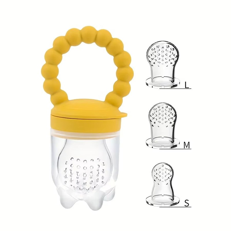 4Piece Silicone Baby Fruit Feeder With EasyGrip Handle And Extra Pouches 6