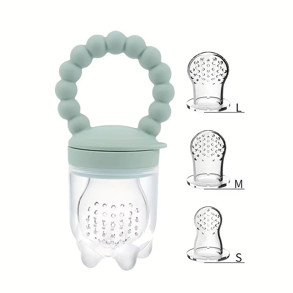 4Piece Silicone Baby Fruit Feeder With EasyGrip Handle And Extra Pouches 7