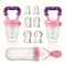 9Piece Baby Feeding Set With Silicone Squeeze Bottle Fruit Feeders And 6 Mesh Pouches 0