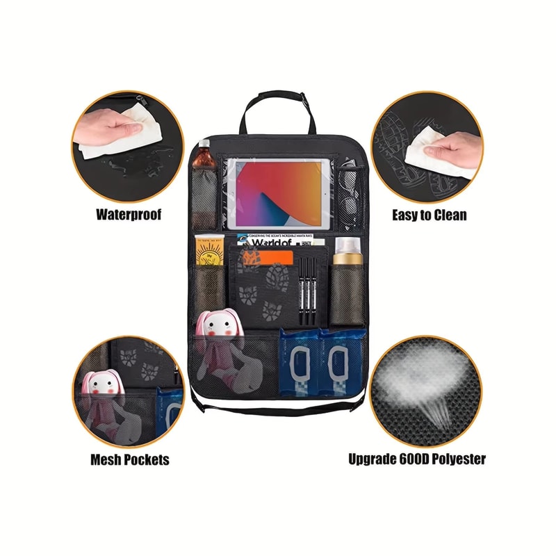 Car Backseat Organizer With Tablet Holder And Seat Protector 3