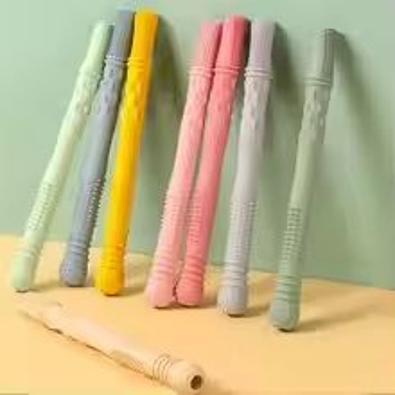 5Piece Silicone Hollow Teether Tube Chew Straw Sensory Toy Set 1