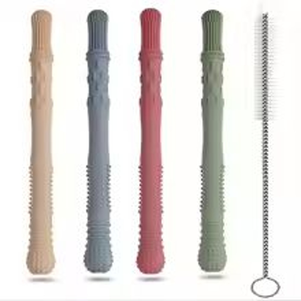 5Piece Silicone Hollow Teether Tube Chew Straw Sensory Toy Set 6