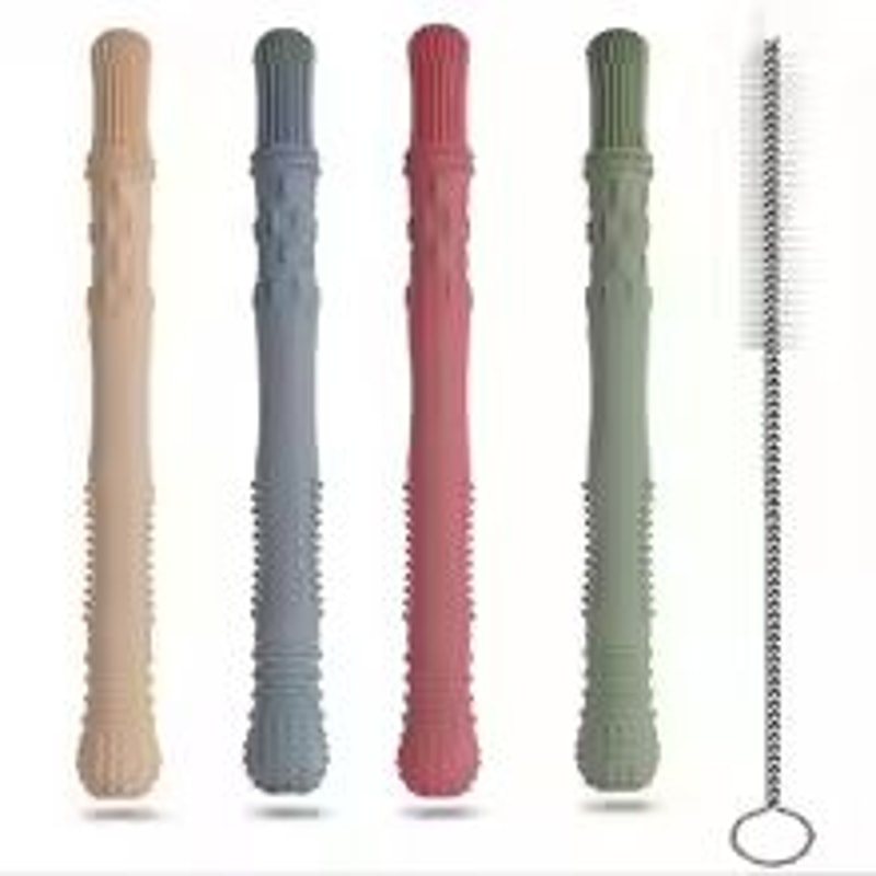 5Piece Silicone Hollow Teether Tube Chew Straw Sensory Toy Set 6